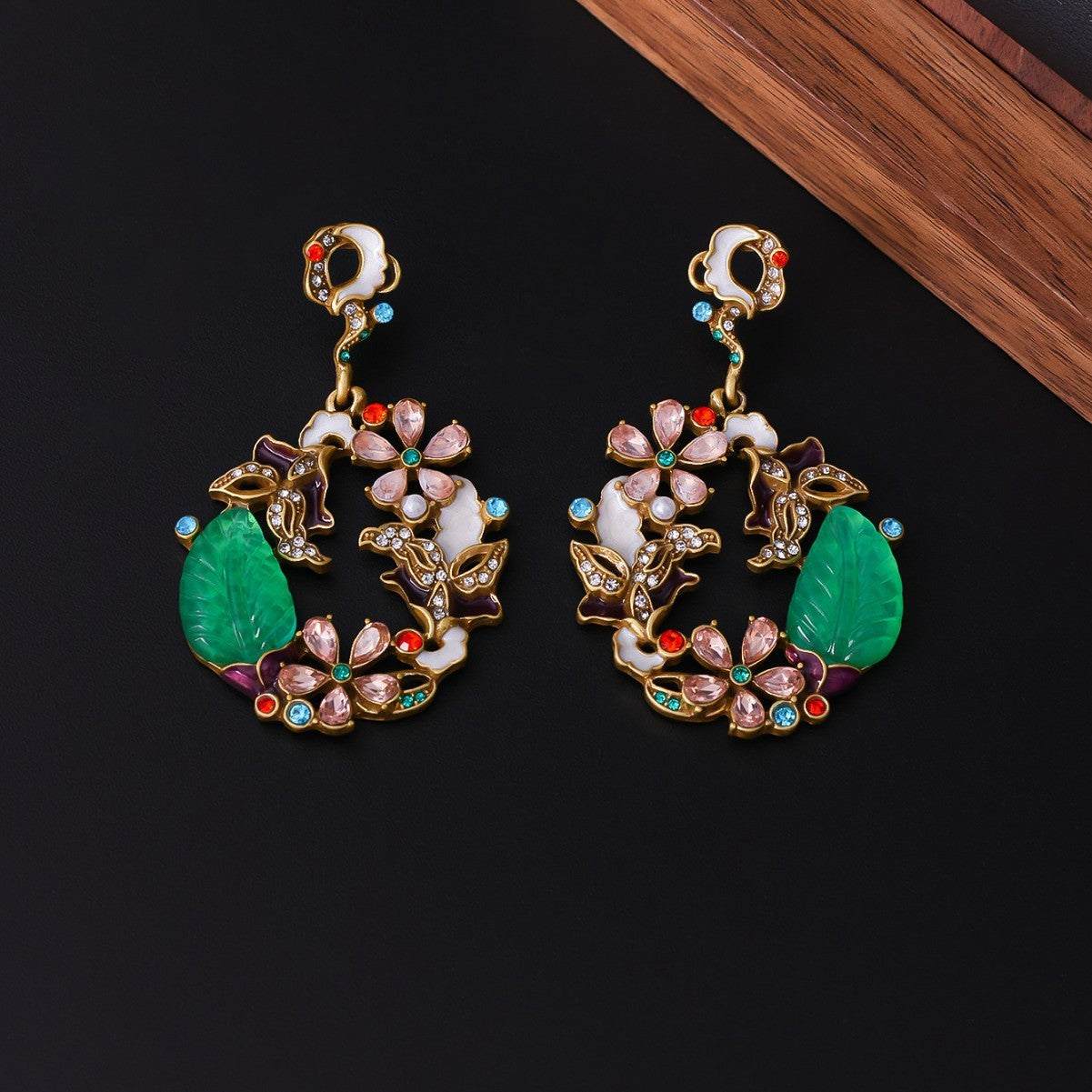 Light Luxury Distressed Earrings Artistic Advanced Diamond-embedded Resin Earrings