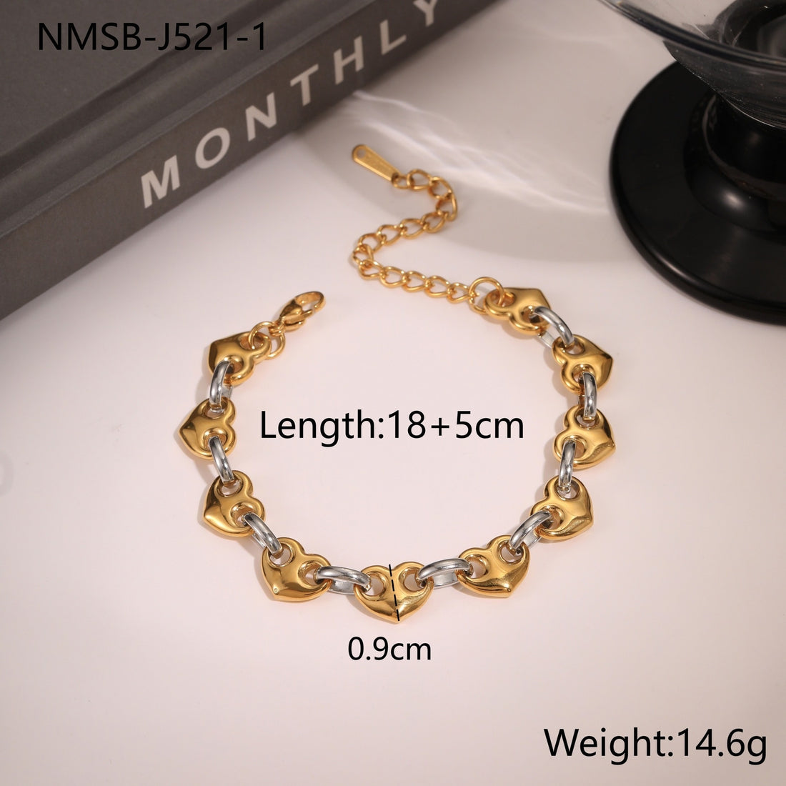 Hollowed-out Heart Bracelet Non-fading Simple Temperament
