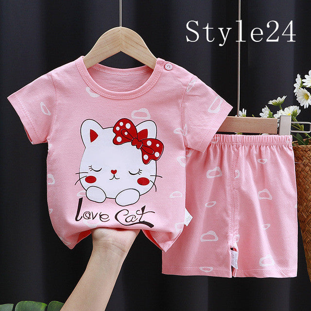 Children's Short-sleeved Suit, Cotton Clothes, Children's Clothing