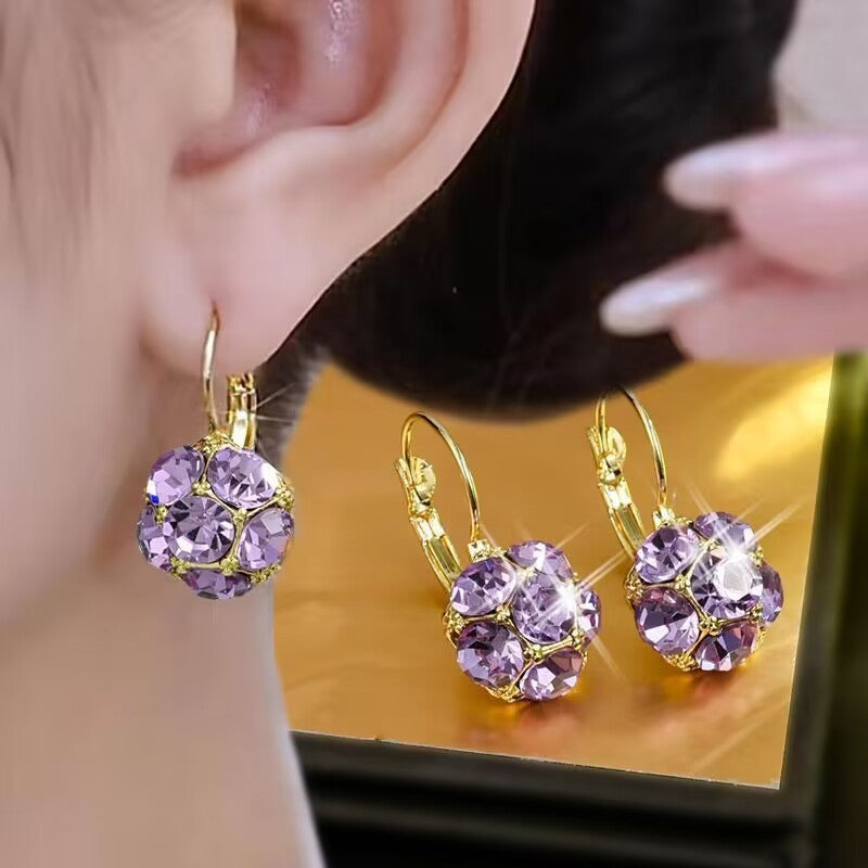 Korean Retro Colorful Circle Crystal Earrings