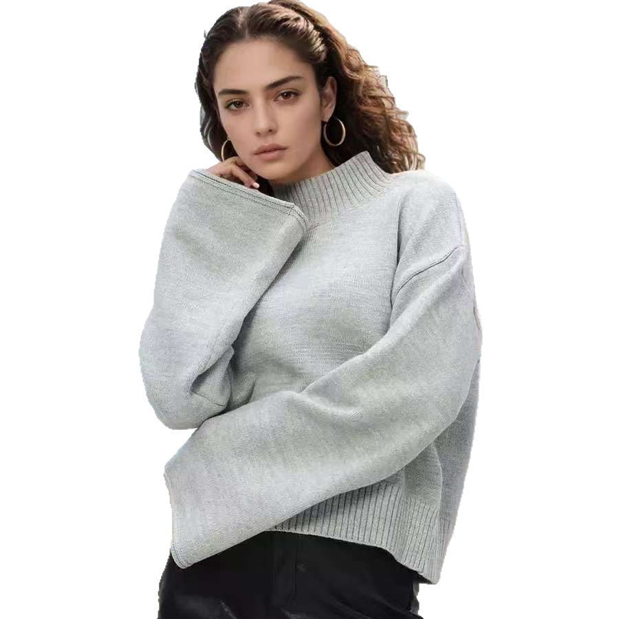 Autumn And Winter Loose Short Solid Color Knitted Top