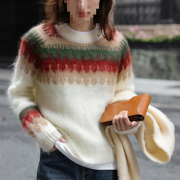 Simple All-matching Cream Strawberry Mohair Clothing