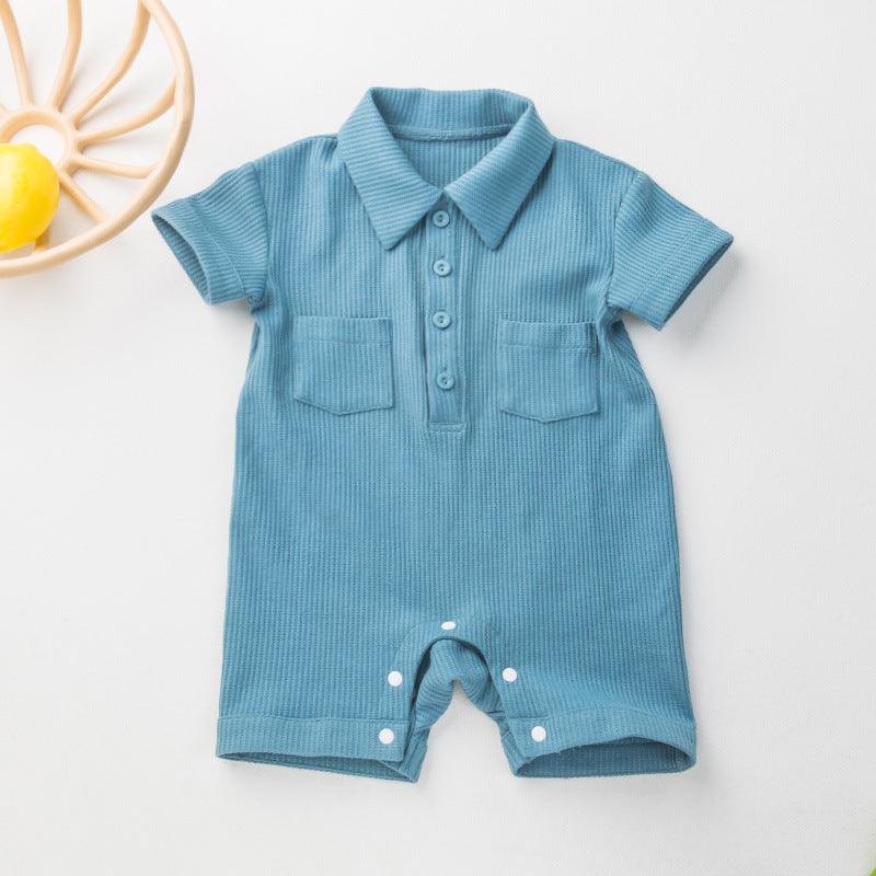 Children's Clothing Short Sleeved Kazakhstan Romper Korean Waffle Triangle Rompers