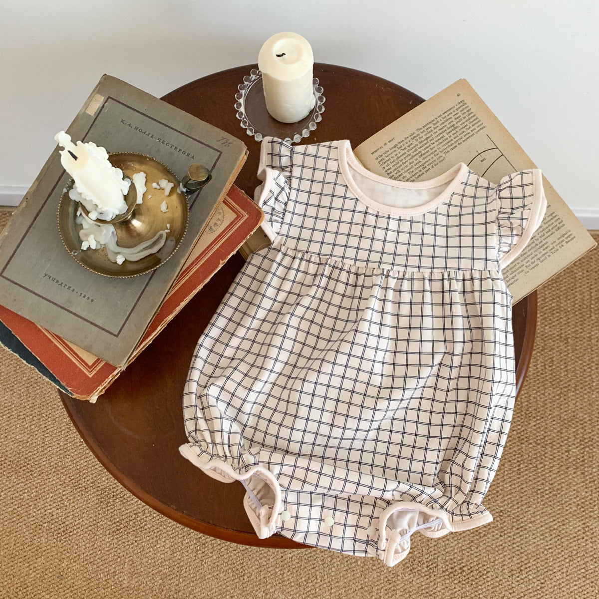Children's Clothing Boys And Girls Plaid One-piece Romper