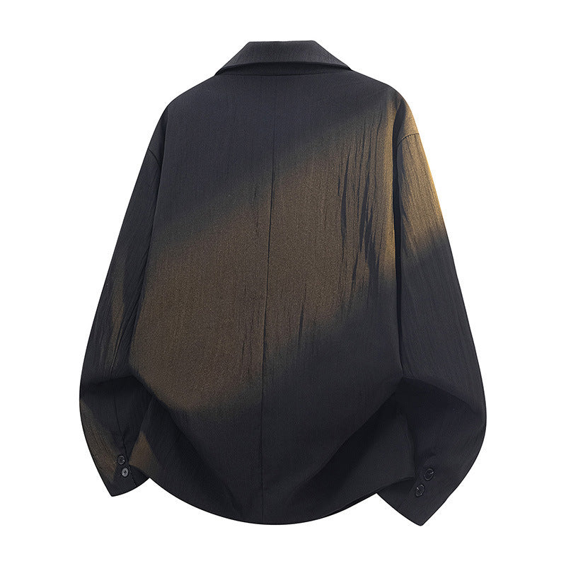 Vertical Pleated Small Plaid Double-breasted Casual Jacket