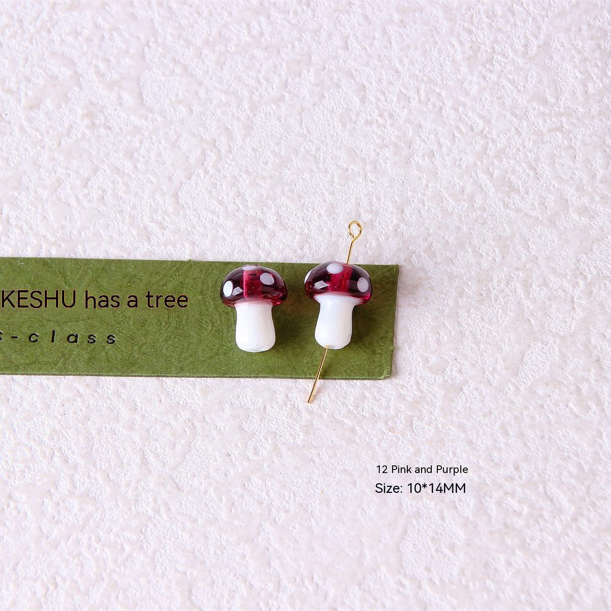 Colorful Glazed Small Mushroom Polka Dot Beaded Material Accessories