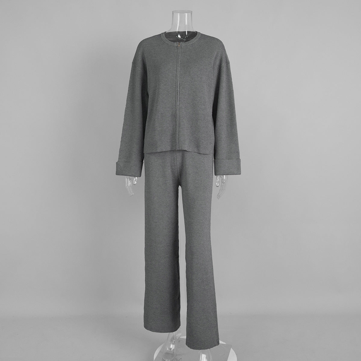 Women's Zipper Jacket And Trousers Casual Suit