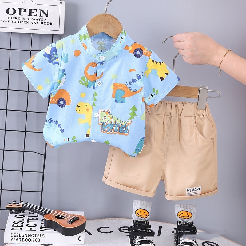 Children's Clothing Summer New Suit Children Cotton Clothes Baby Short Sleeve Shirt