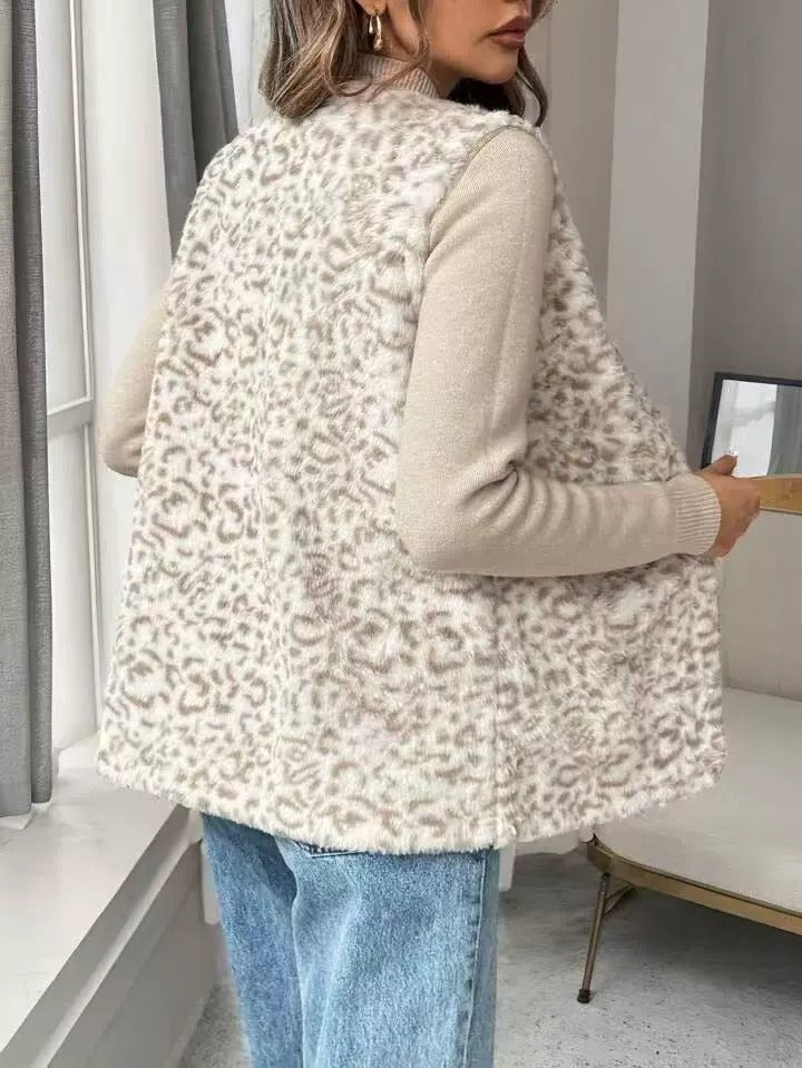 Women's Casual Printed Double-sided Plush Pocket Coat