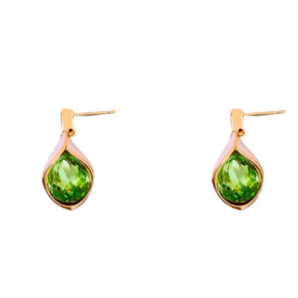 Real Gold Electroplated Zircon Water Drop-shaped Earrings Light Luxury High-grade Clavicle Chain