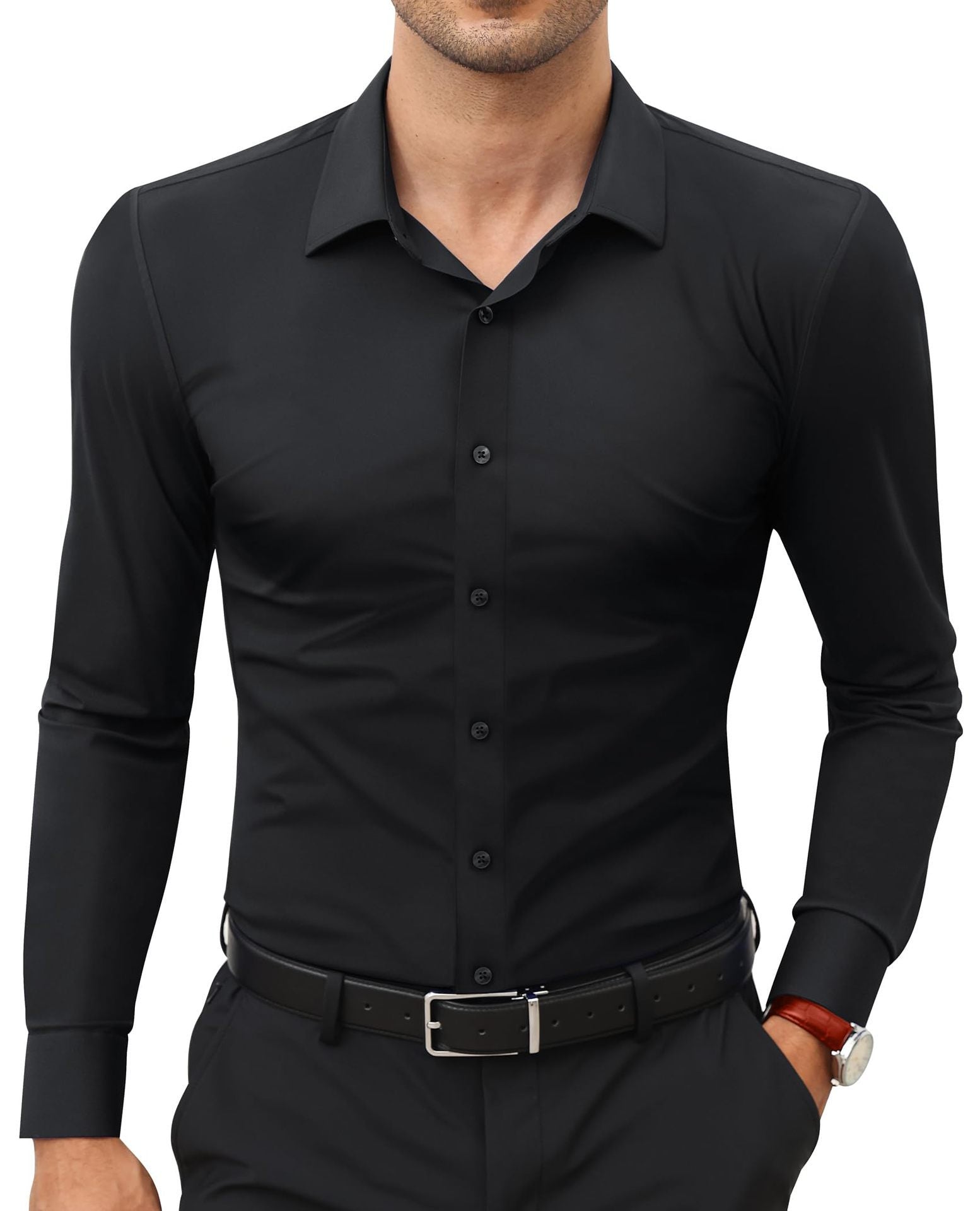 Non-ironing Full Elastic Force Shirt Men's Business
