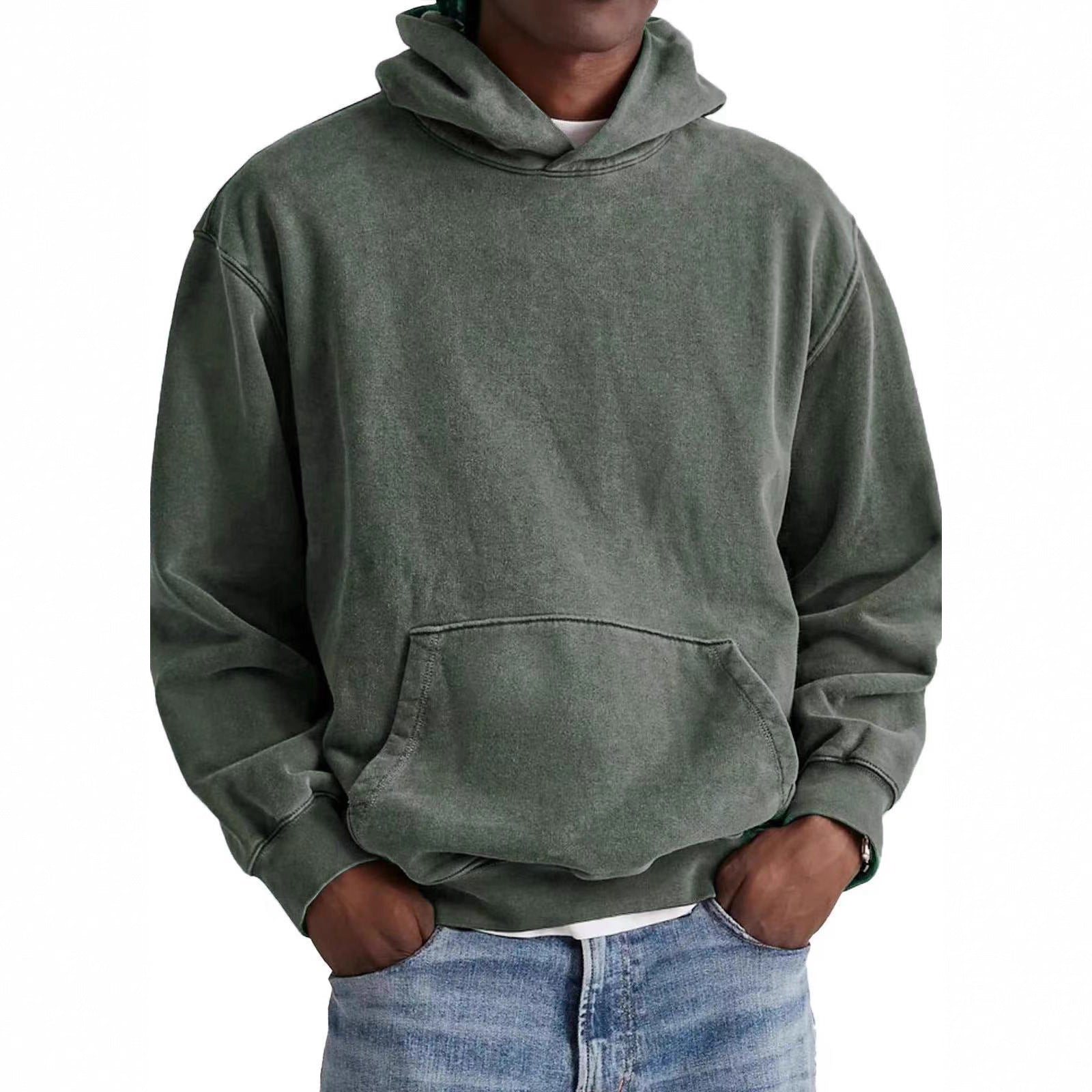 Men's Round Neck American Retro Casual Hooded Sweatshirt