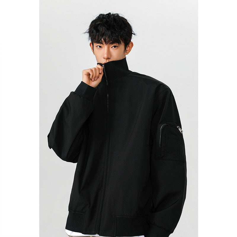 Men's Large Size Multi-pocket Short Flight Jacket