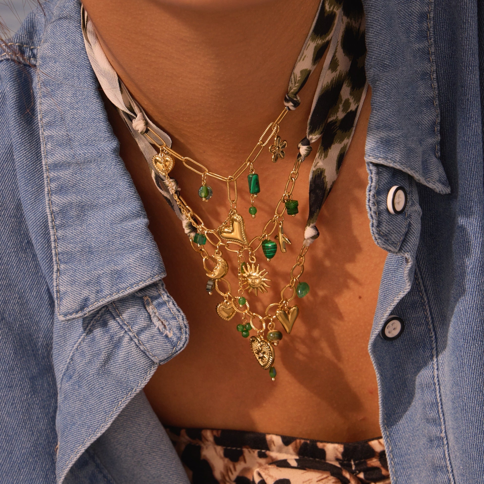 Leopard Print Vacation Style Sun Love Pendant Stainless Steel Ornament
