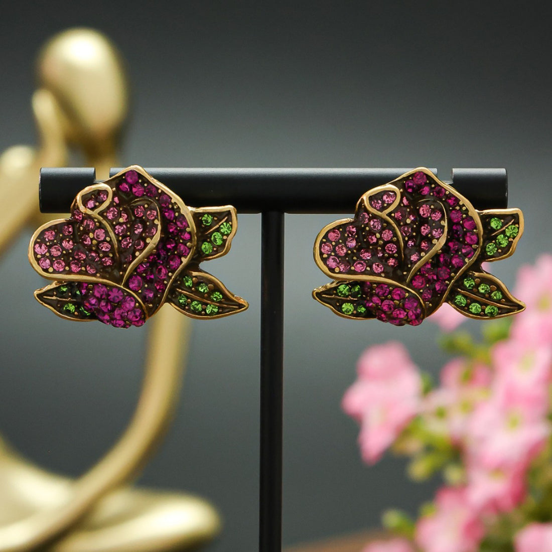 Light Luxury Diamond Rose Flower Fashionable Temperamental All-match High-grade Ear Studs