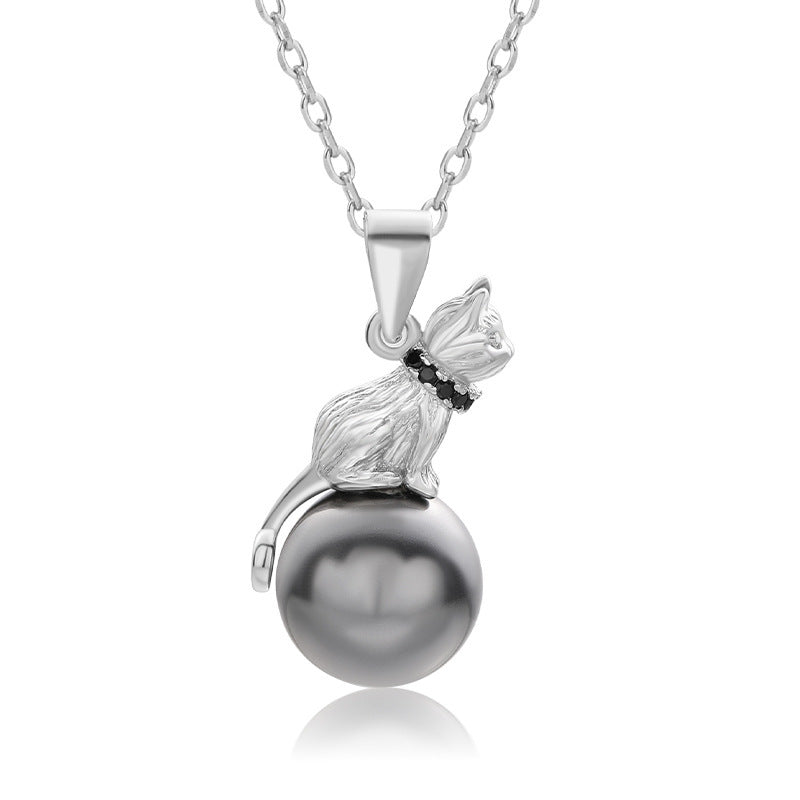 Cat Pendant 925 Sterling Silver Clavicle Necklace
