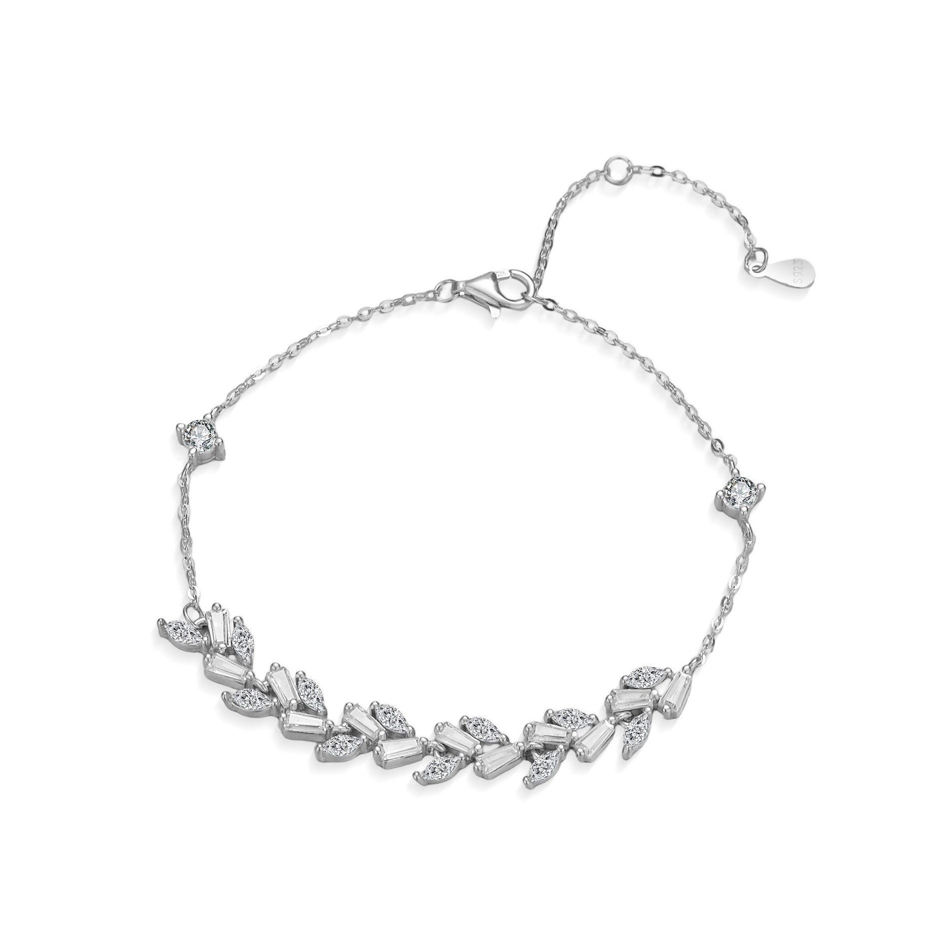 S925 Sterling Silver Bracelet Women's Light Luxury Wind Dance Wheat Wave