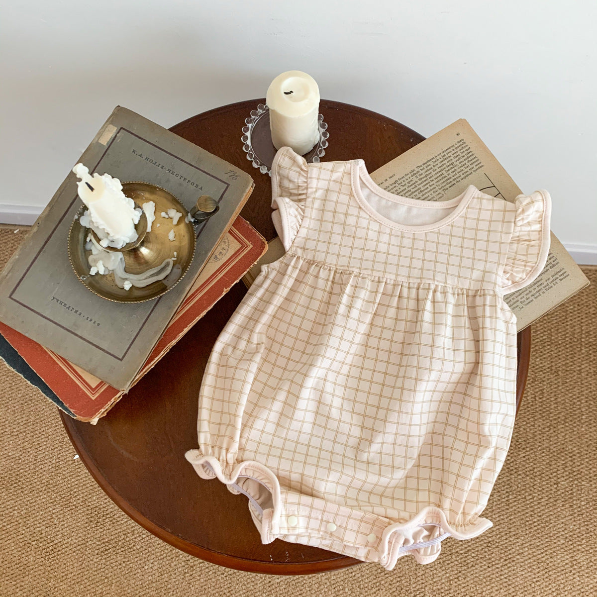 Children's Clothing Boys And Girls Plaid One-piece Romper