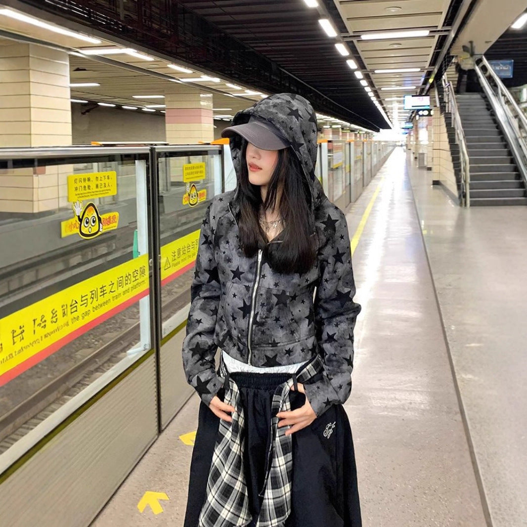 Women's Hot Girl Short Hood Top Loose