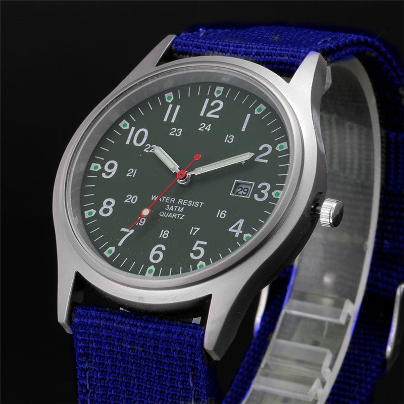 Watches Fabric Band Military Calendar Army Clock