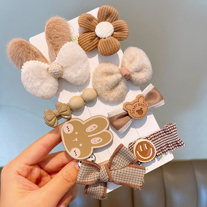 Bear Rabbit Hairpin Plush Loving Heart Flower Hair Accessories