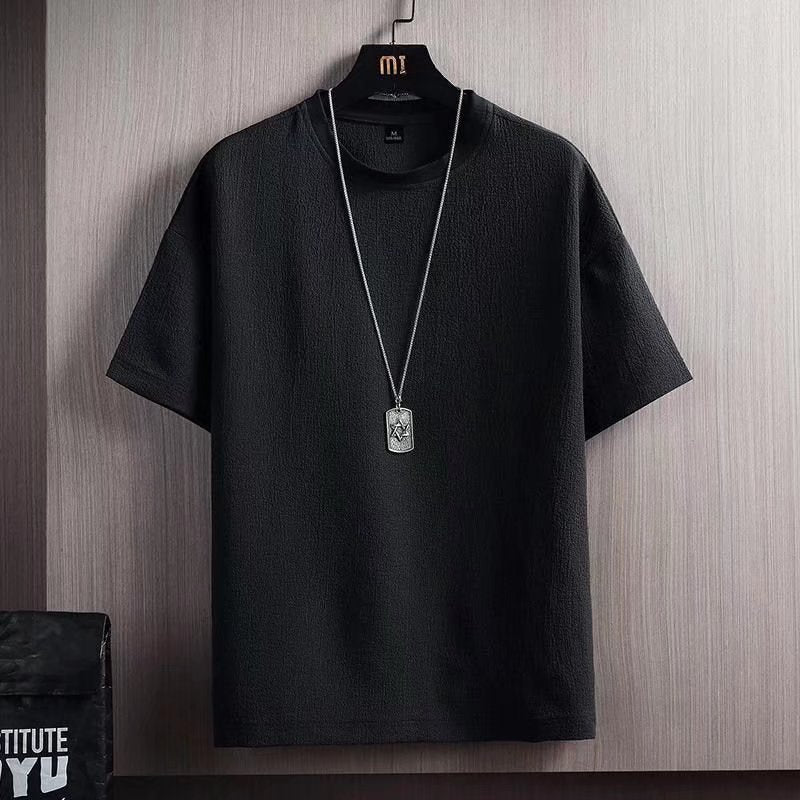 Summer New Men's Japanese Short Sleeve Round Neck Loose And Simple