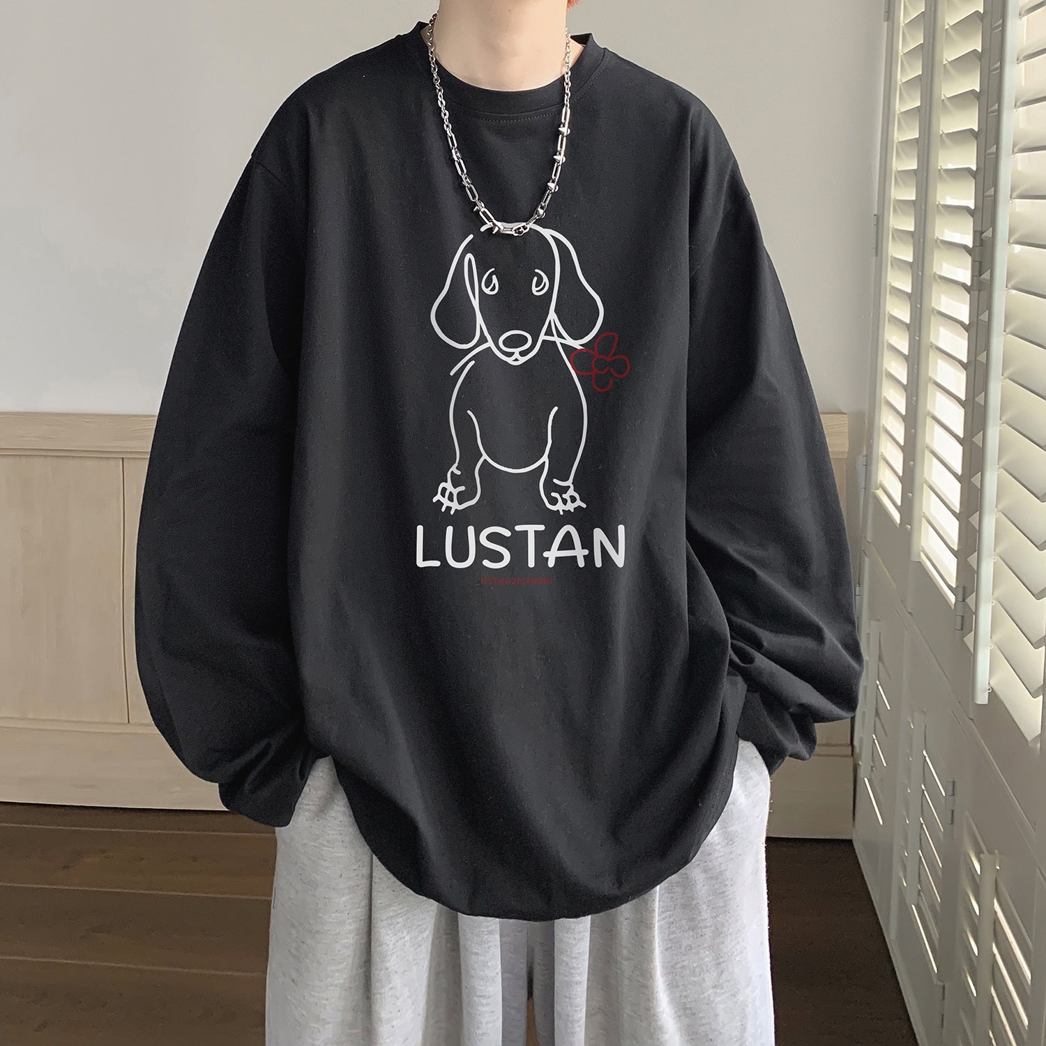 Cartoon Puppy Printed Long Sleeve T-shirt