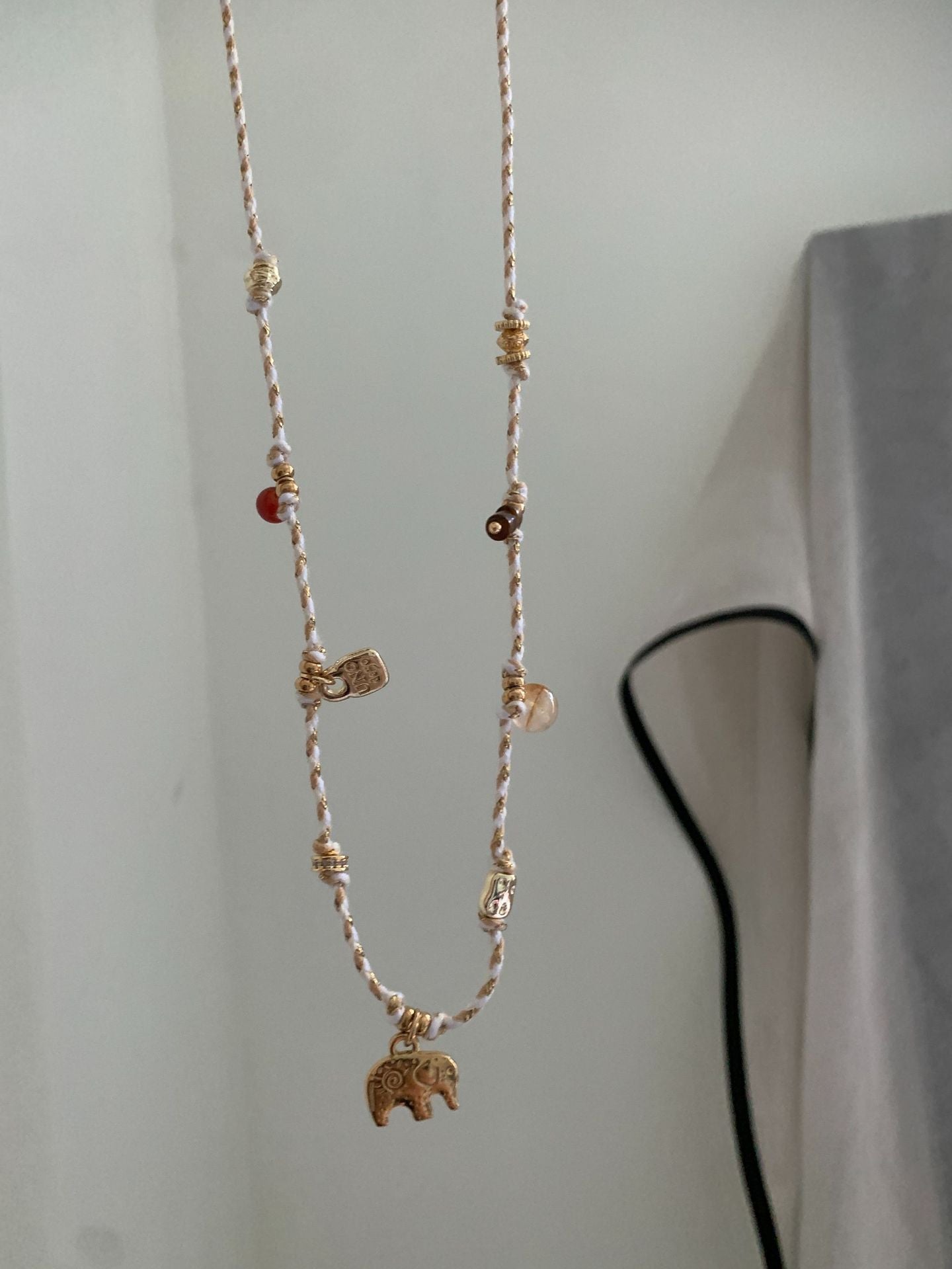 Natural Stone Beaded Necklace Sunrise Pendant Necklace Niche Design