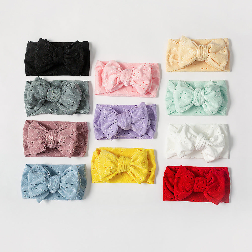 Embroidered Hollow Bow Hair Band Adjustable Children's Hair Accessories