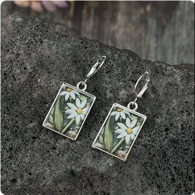 Minority Fashion Rectangular Epoxy Flowers Alloy Ear Clip