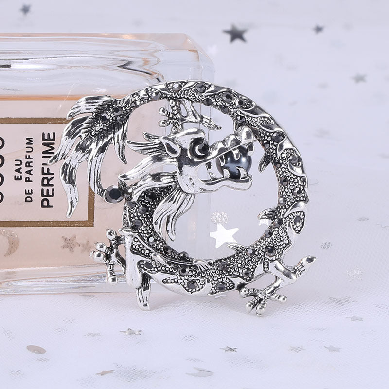 Retro Zodiac Chinese Dragon Brooch Collar Pin Badge Accessories