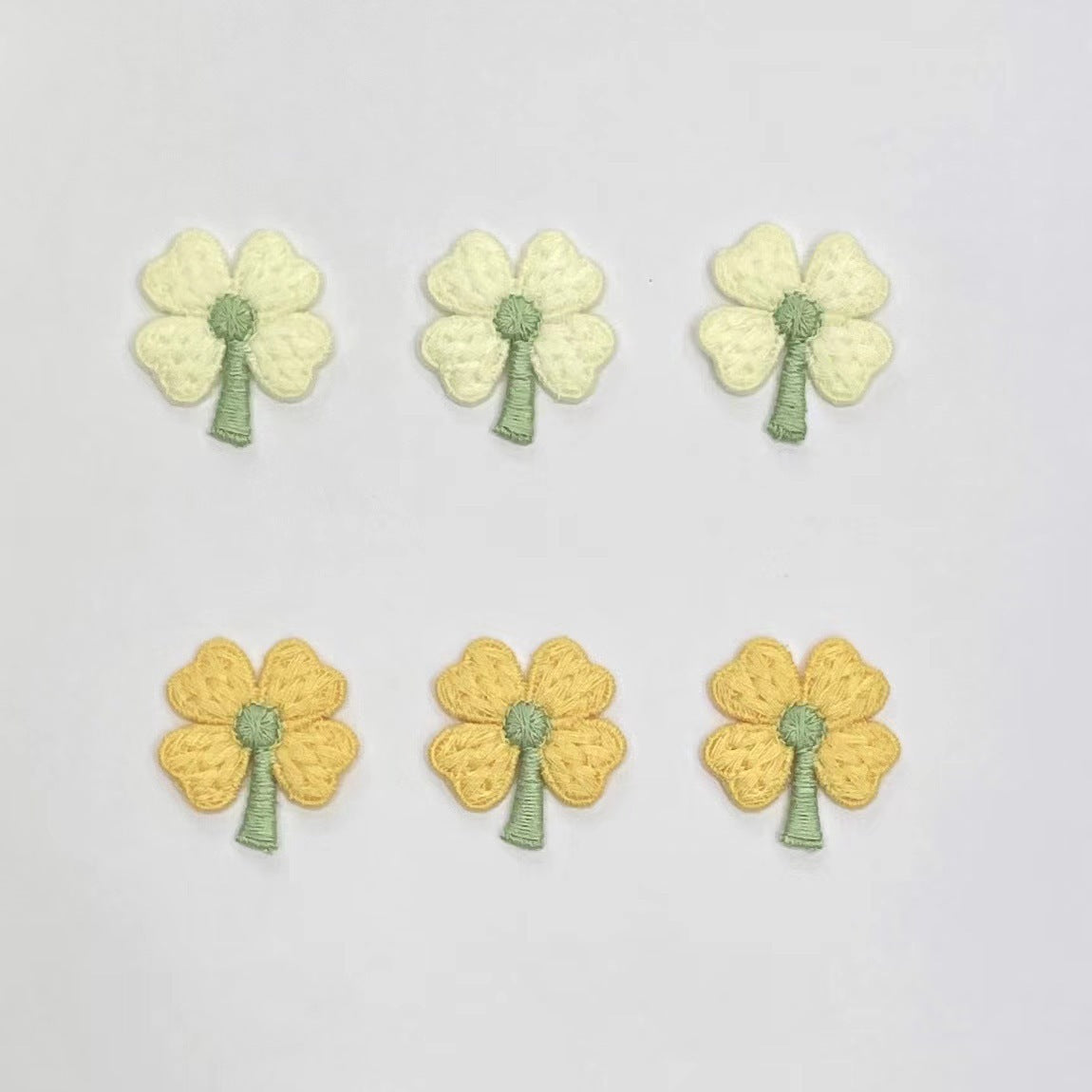 Four-Leaf Clover Embroidery Woven Small Flower Patch Cloth Sticker Accessories