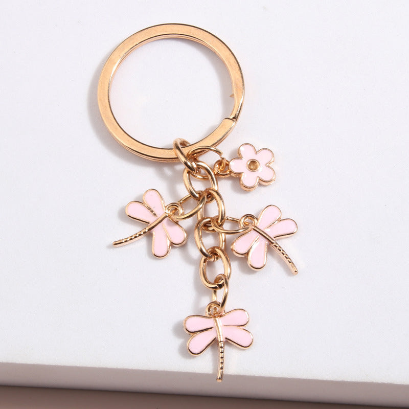 Handmade Dripping Oil Cute Little Bee Flower Keychain