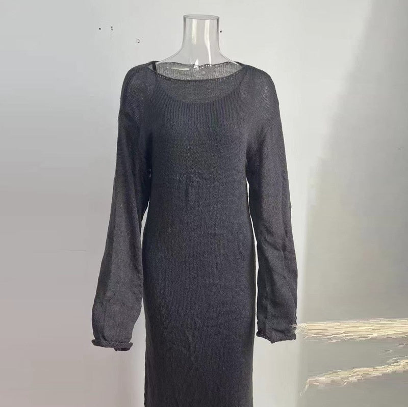 See-through Slim-fit Dress Vest Two-piece Set