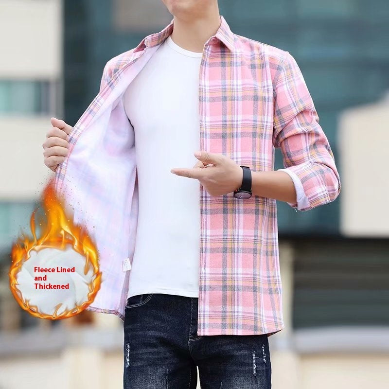 Men's Warm Thickened Korean Slim Fit Shirt Trendy Handsome Coat