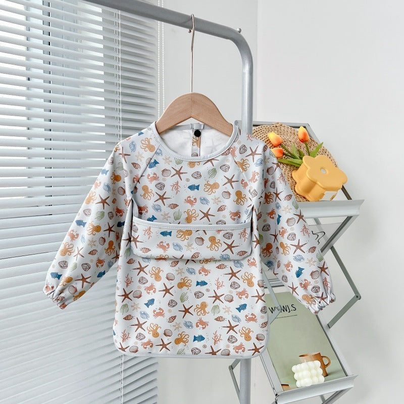 Reverse Wearing Drawing Bib Infant Feeding Protective Clothing