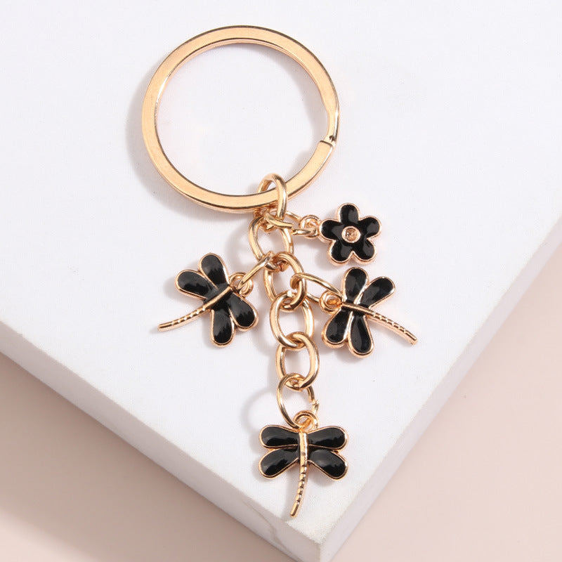 Handmade Dripping Oil Cute Little Bee Flower Keychain