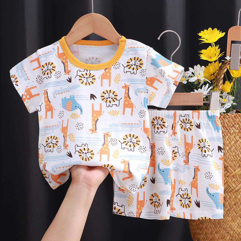 Children's Short-sleeved Suit Pure Cotton Clothing T-shirt Shorts Set