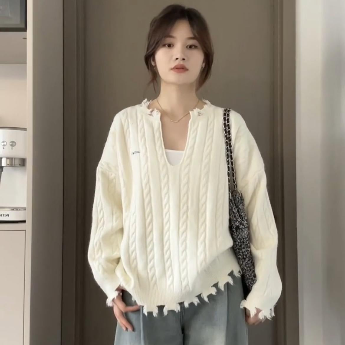 Korean Style Loose And Idle Knitwear Top