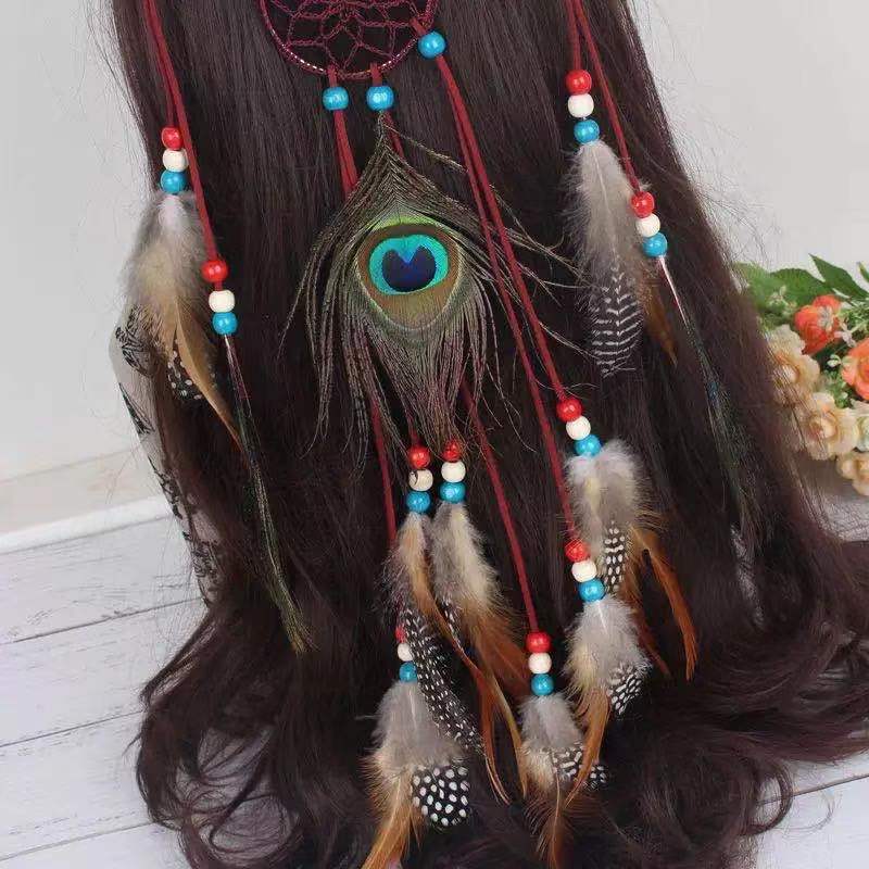 New Dreamcatcher Feather Hair Band Ethnic Style Flutter Dream Net Feather Headband Accessories