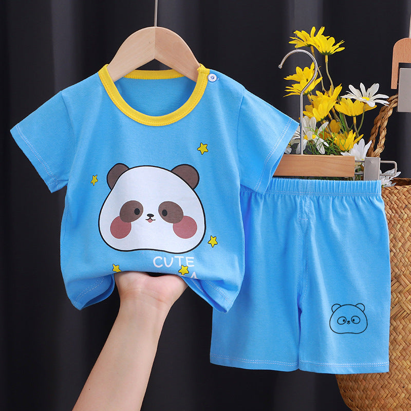Children's Short-sleeved Suit Pure Cotton Clothing T-shirt Shorts Set