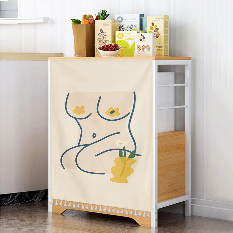 Cartoon Print Cabinet Curtains With Tassels Wardrobe Clothes Home Decor